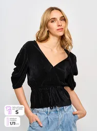 Index Blusa Manga Corta Decruce Color Negro M S24