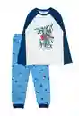 Pijama Kids Algodón Manga Raglán T Rex 267 Blanco 6 Años Ficcus