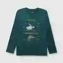 Polera Dinosaurios de Niño Verde Pasto / Grass Talla 10A Colloky