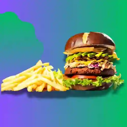Burger Veganlandia + Papa Fritas