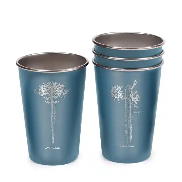 Set Vasos Acero Azul Flora Chilena 480 mL Atakama Outdoor