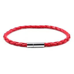 Pulsera Roja Protección Cuero Broche a Presión