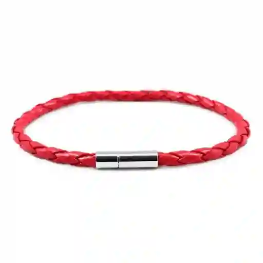 Pulsera Roja Protección Cuero Broche a Presión