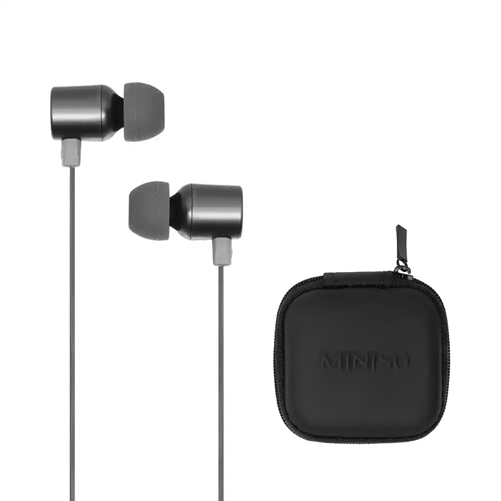 Miniso Audifonos De Cable Metalicos Con Estuche (gris) 1.2m