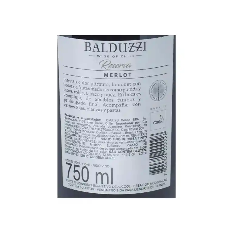 Balduzzi Vino Tinto Reserva Merlot