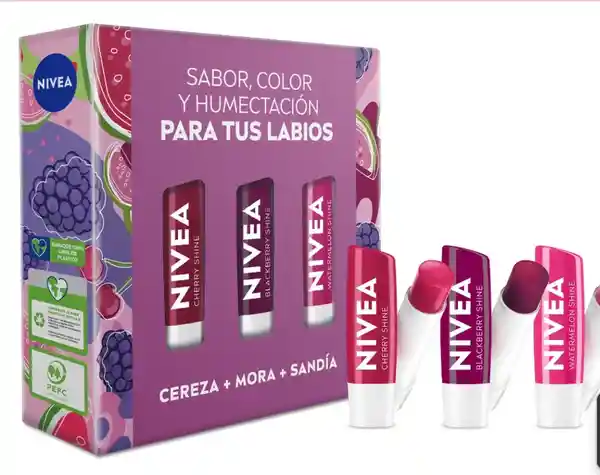 Nivea Pack Labial Lips Cereza + Mora + Sandía