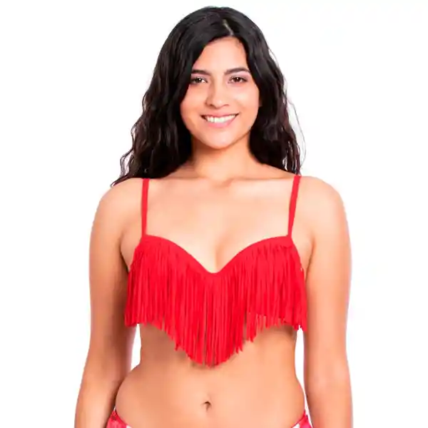 Bikini Estilo Sostén Con Flecos Rojo Talla M Samia