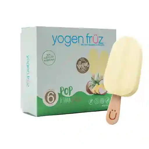 Caja paletas pop piña coco vegano 6 unid