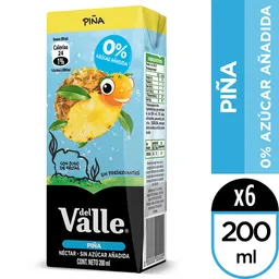 Del Valle Sin Azúcar Añadida Piña 200 Ml Multipack X 6