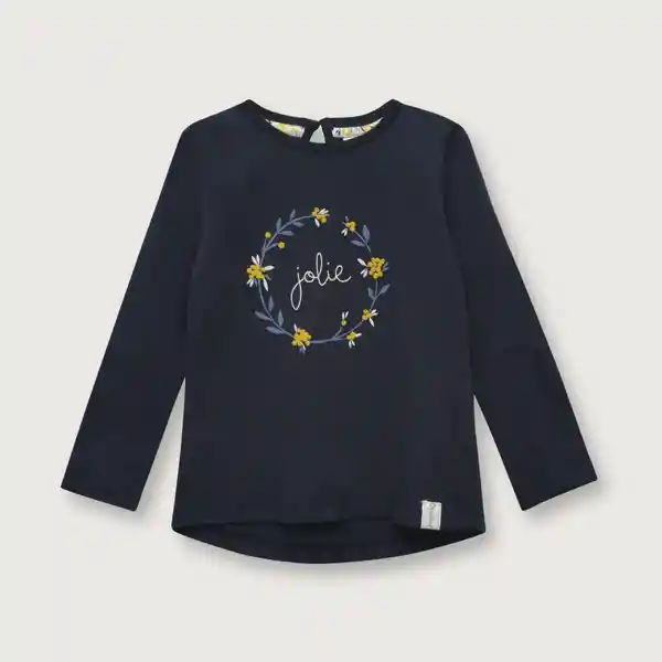 Polera Esencial Manga Larga de Niña Azul Talla 2A Opaline