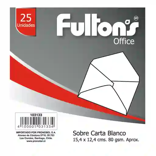 Fultons Sobre Carta Blanco