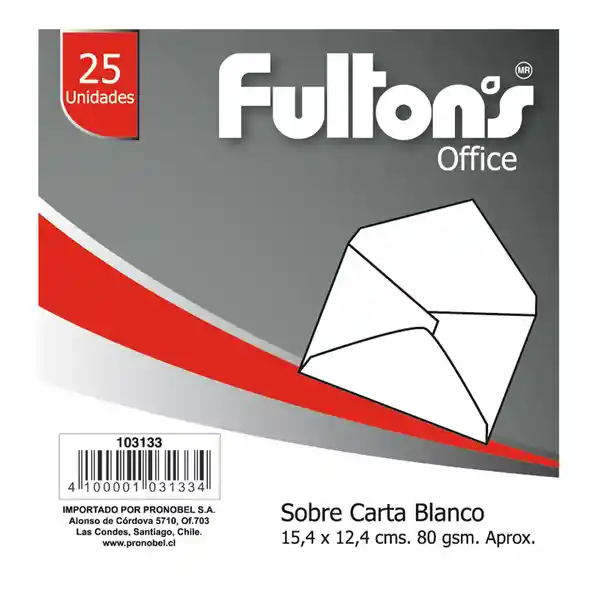 Fultons Sobre Carta Blanco