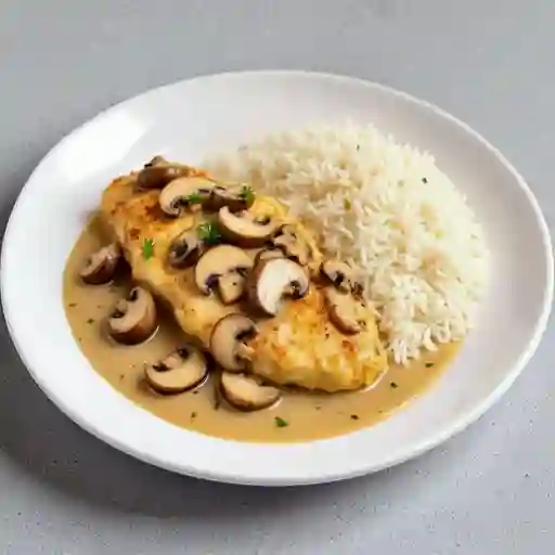 Pollo Champiñon con Arroz