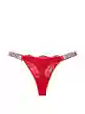 Victoria's Secret Panty Thong Con Tiras Brillantes Rojo Talla M