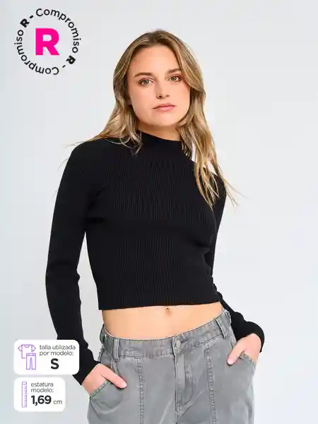 Index Suéter Manga Larga Celeste Color Negro S S25