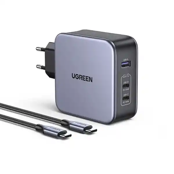 Ugreen Cargador USB-A + 2 USB-C Rápido 140W Con USB-C 2 m
