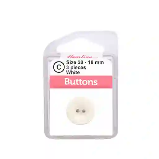Botón Plástico Borde Doble Blanco 18mm 3 D Hb02528.01 18mm 3