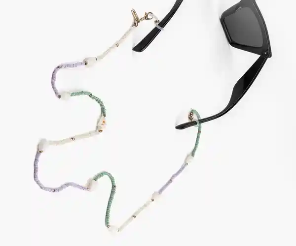 Strap de Lentes y Mascarilla Mostacillas Conchitas Blanco Lounge