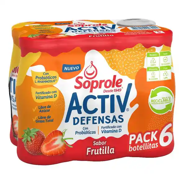 Soprole Pack Bebida Láctea Acti Defensa Frutilla