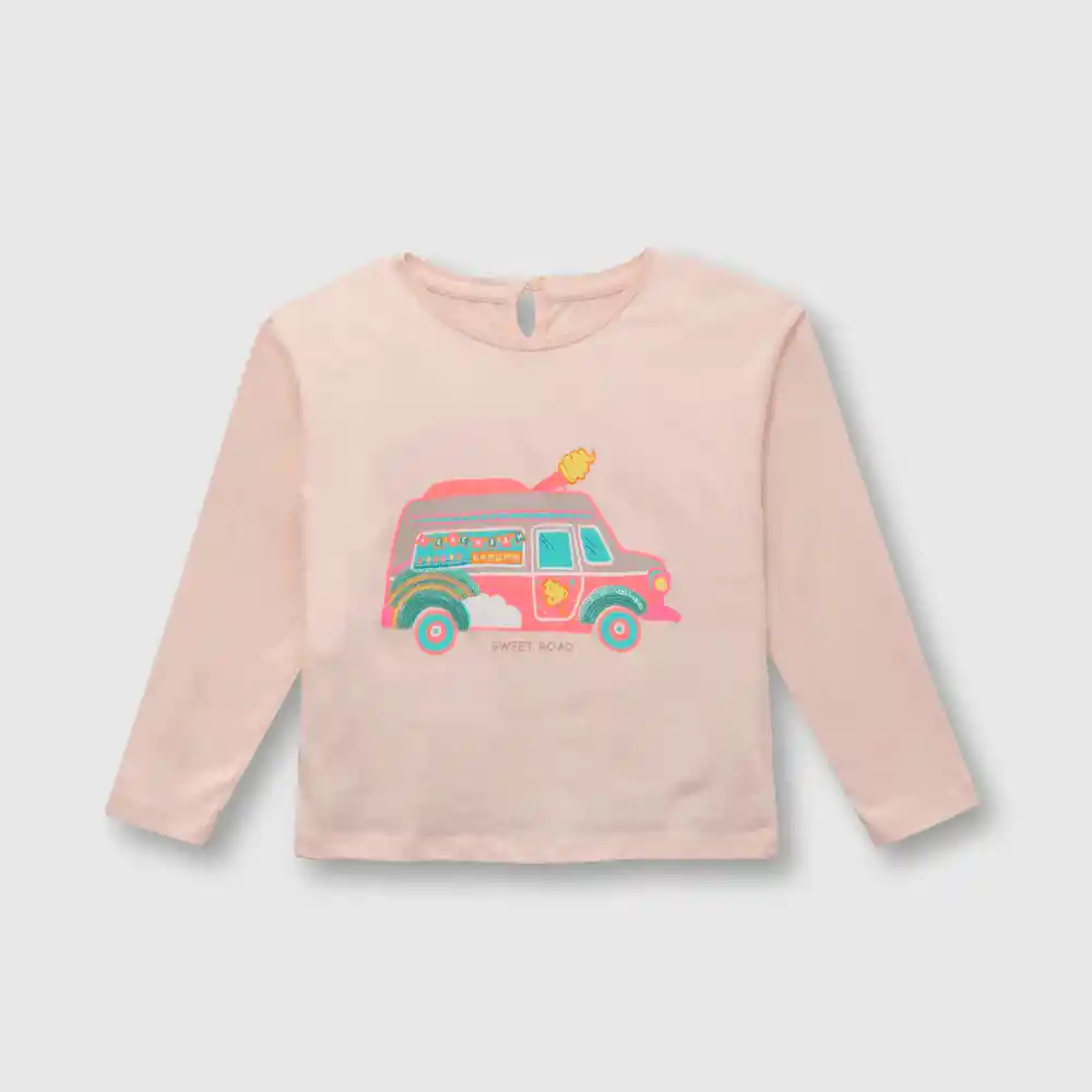 Polera Combi De Niña Rosado Talla 24 Meses