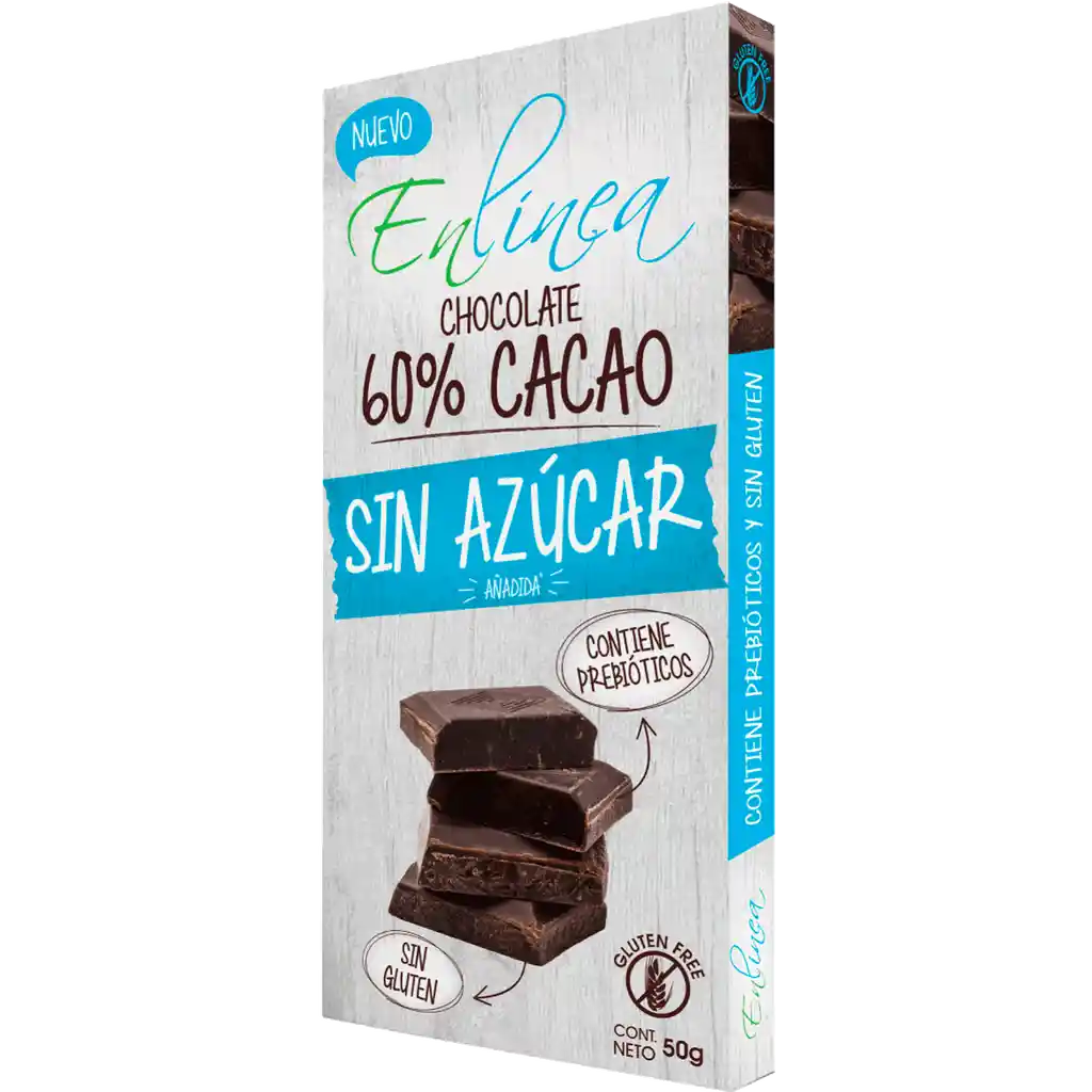 En Línea Tableta de Chocolate al 60% Cacao sin Azúcar