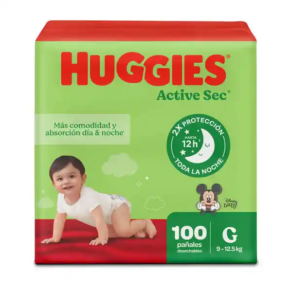 Pañal Huggies Active Sec Etapa 3/G Comodida Absorción 100 Und