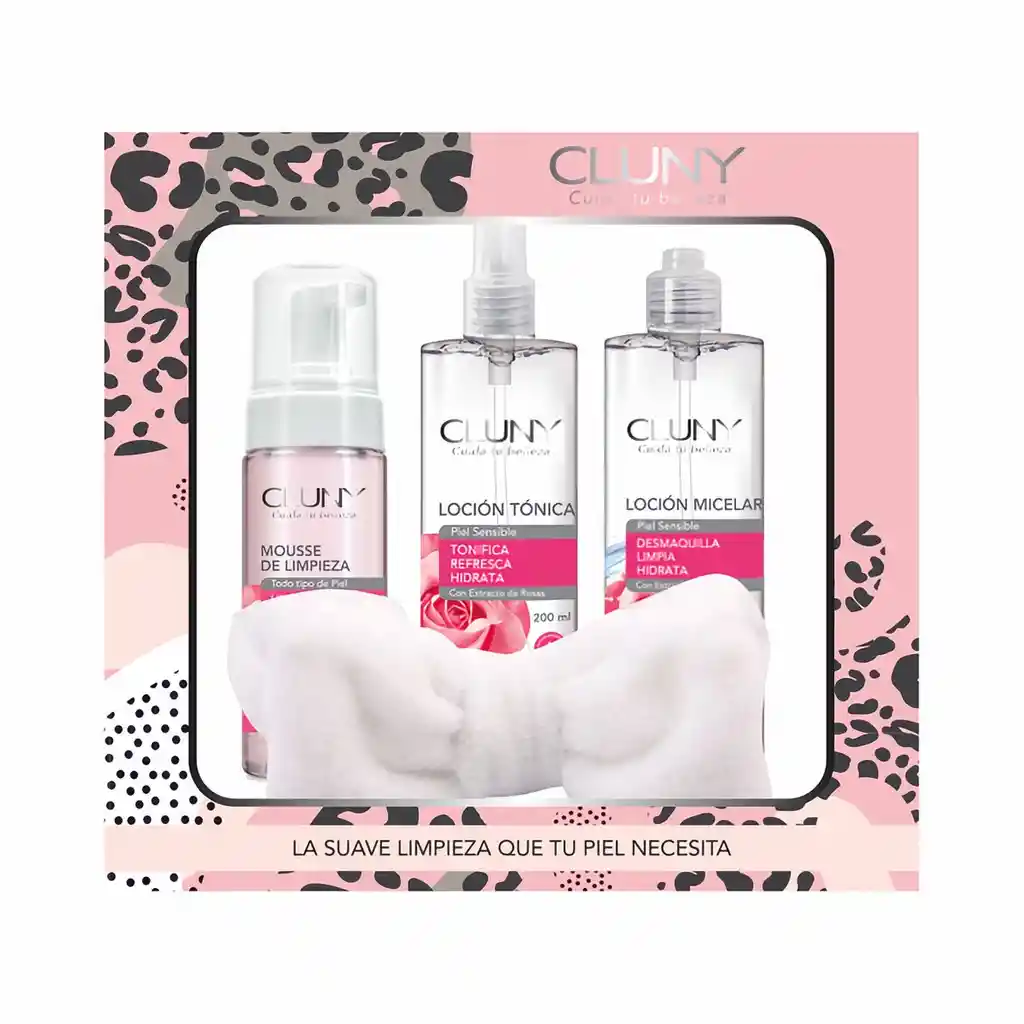Cluny Pack de Limpieza Facial con Extracto de Rosas + Cintillo