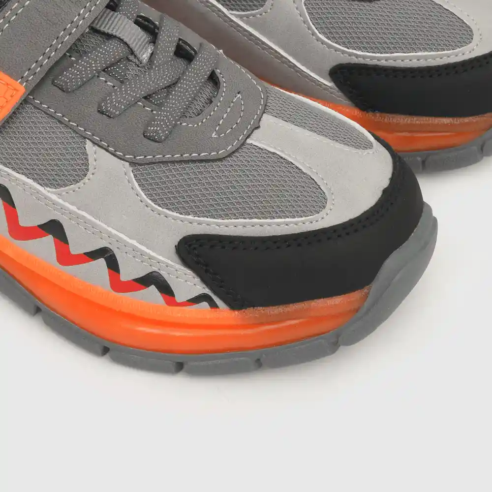 Zapatillas De Luces Para Niño Gris Y Naranja Talla 30