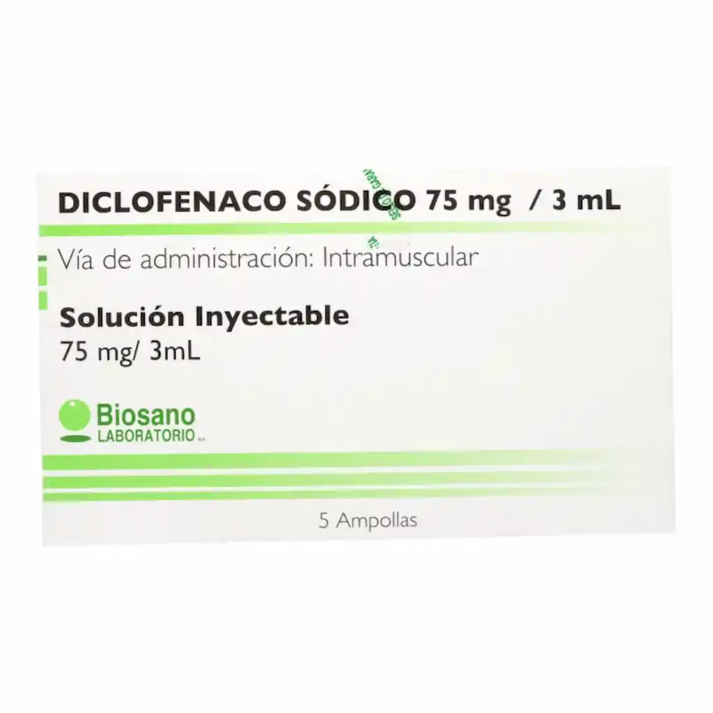 Diclofenaco Sodico 75 mg/3 mL Solucion Inyectable