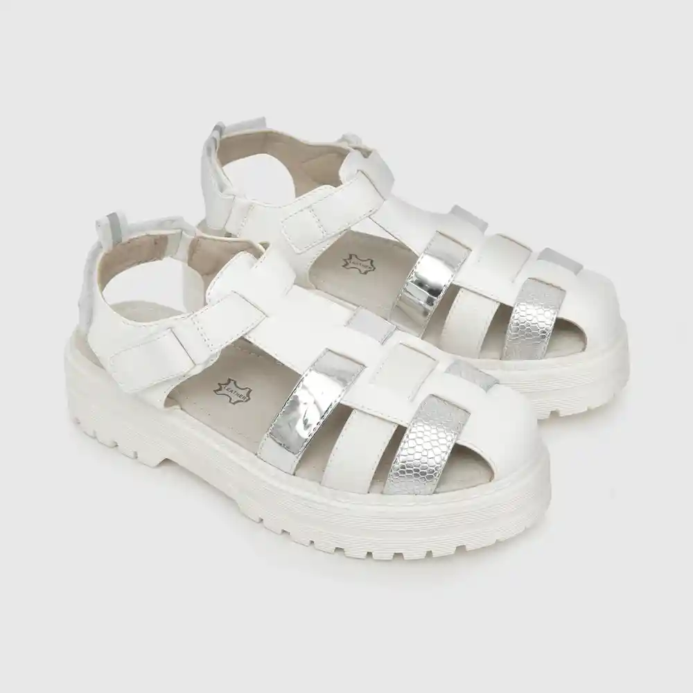Sandalias Velcro De Niña Blanco Talla 38