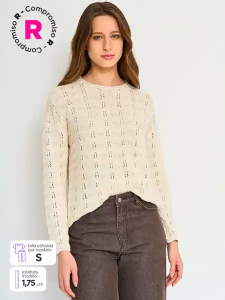 Tatienne Suéter Manga Larga hi Dolber Ecru M S25