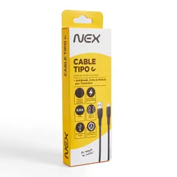 Nex Cable Usb Tipo-C Negro 2 Metros