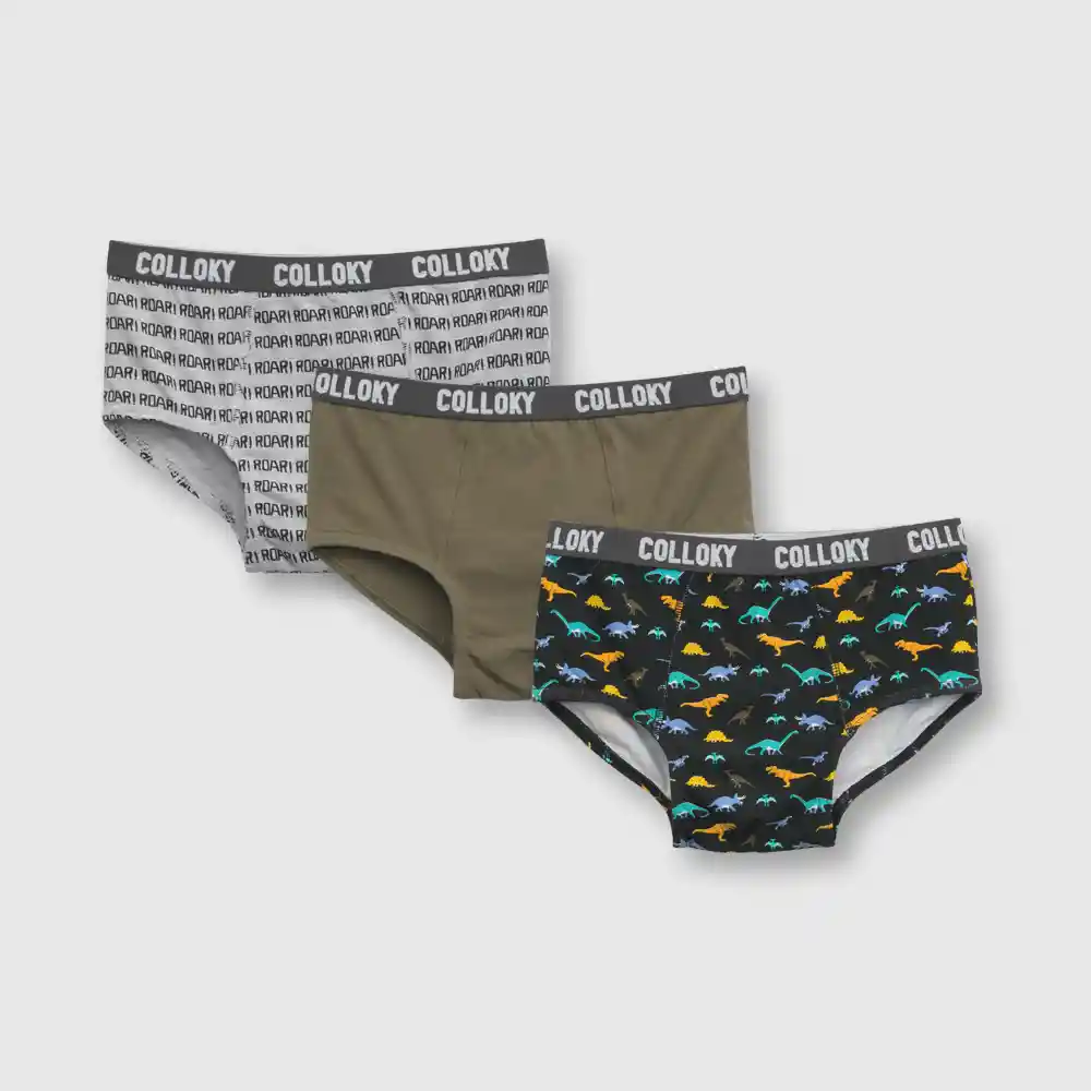 Pack Calzoncillo Dinos Niño Gris Talla 8a