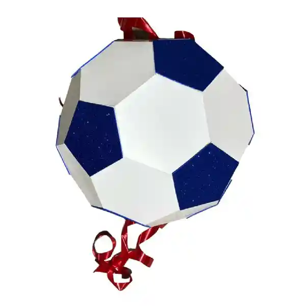 Piñata Pelota Fútbol Blanco Con Azul