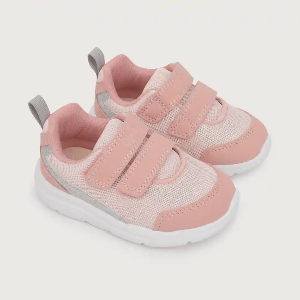 Zapatillas Deportiva Liviana Niña Rosado/gris Talla 27