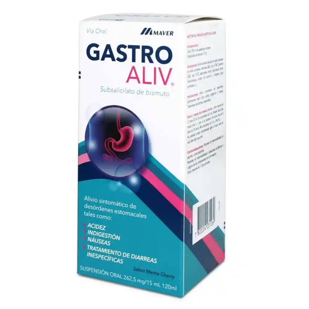 Gastro Aliv Suspensión Oral Sabor Menta-Cherry (262.5 mg)