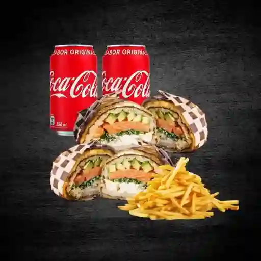 2 Sushi Burger Papas y Bebidas