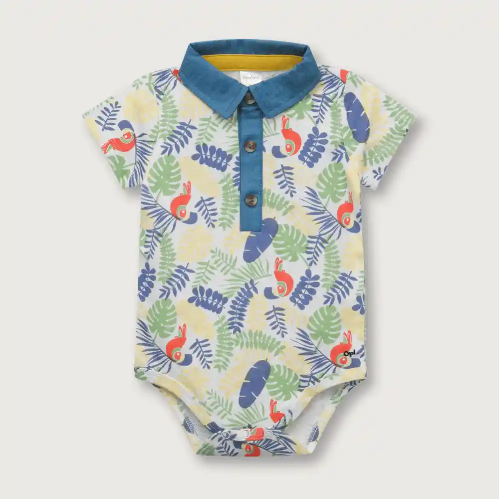 Body De Full Print Tropical Bebé Niño Blanco Talla 9m