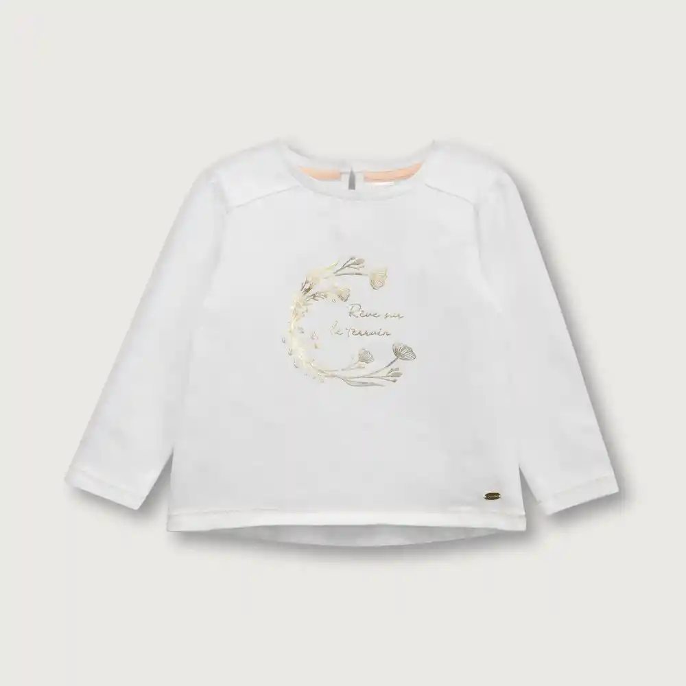 Polera Manga Larga De Niña Blanco Talla 18 Meses