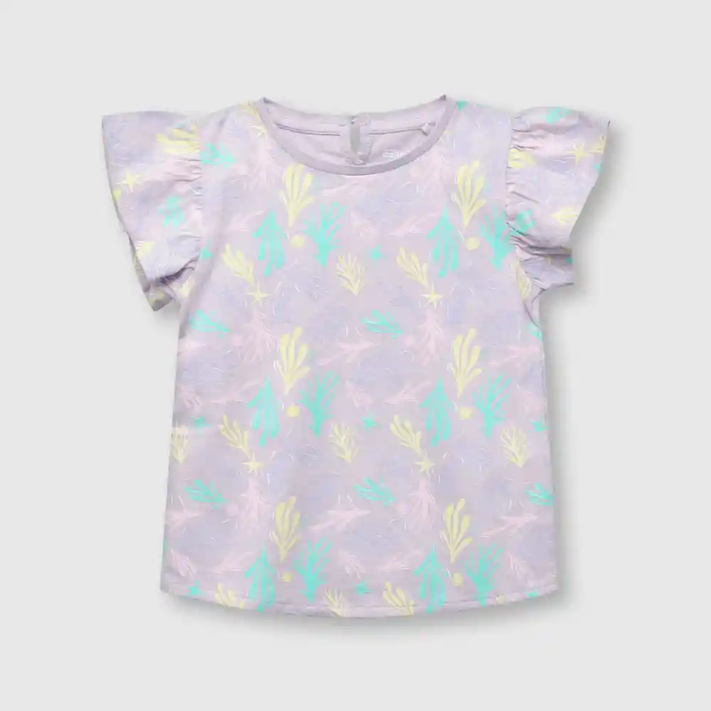 Polera Estampada De Bebé Niña Violeta Talla 3/6m