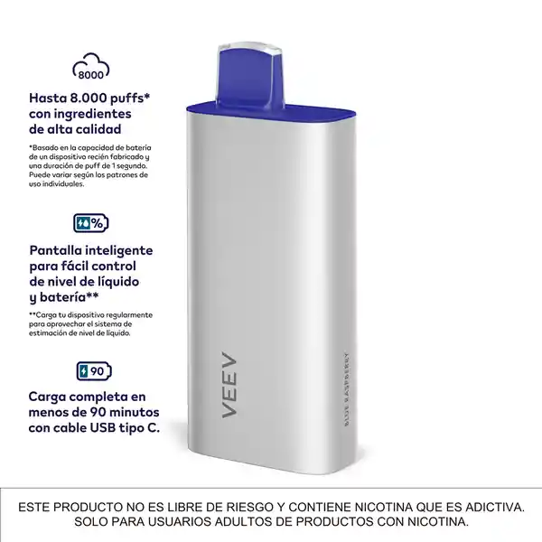 Veev Vaporizador Blue Raspberry 8000 Now