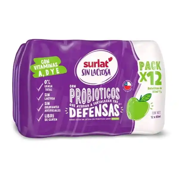 Surlat Pack Bebida Lactea Probioticos Manzana