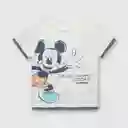 Polera Mickey De Bebé Niño Blanca Y Azul Talla 18/24m