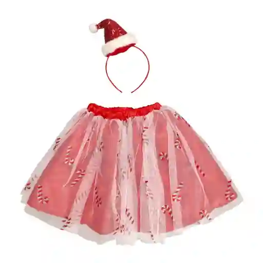 Set de Disfraz Con Cintillo y Falda Navidad Rojo Casaideas