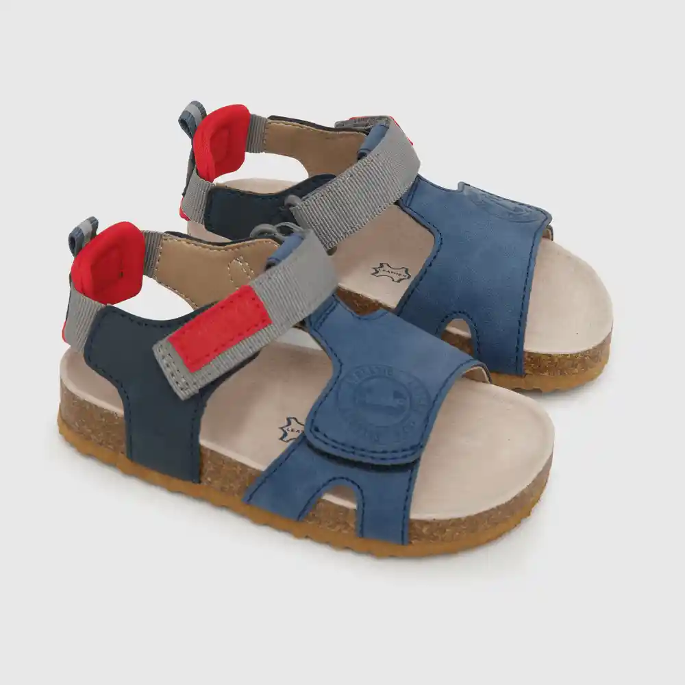 Sandalias 2 Velcros Abierta De Niño Azul Talla 23