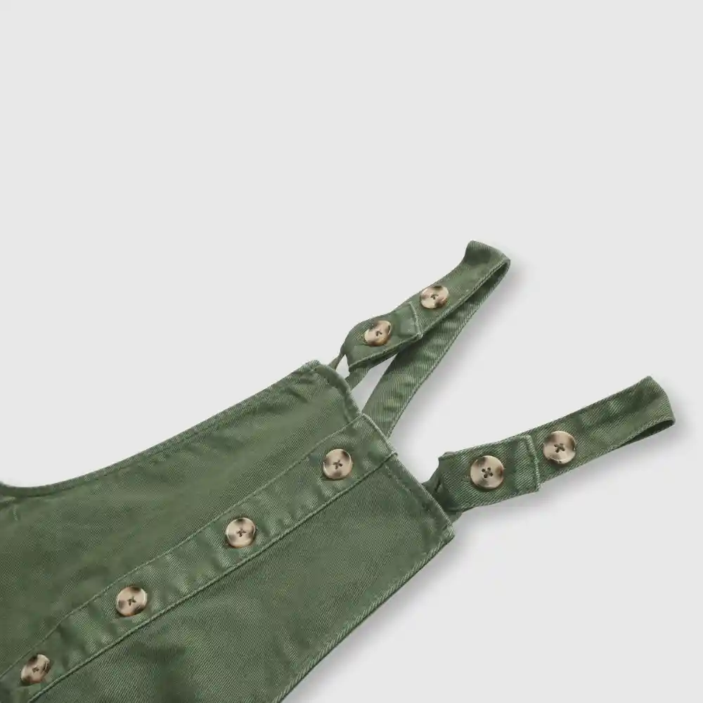 Jardinera Mezclilla De Niña Verde Talla 6a