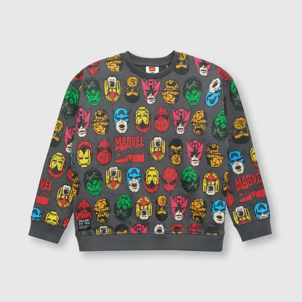 Polerón Marvel Comics Para Niño Gris Talla 3a
