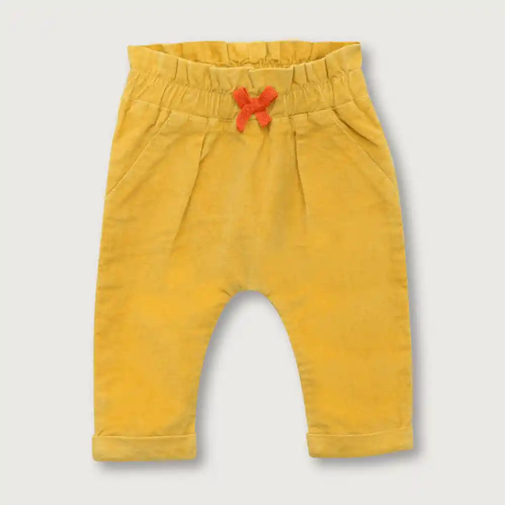 Pantalón Pana De Bebé Niña Amarillo Talla 9m