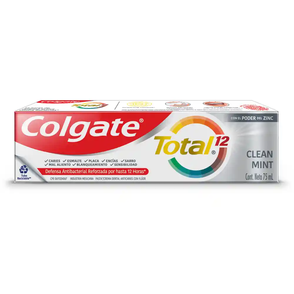 Colgate Pasta Dental Total 12 Clean Mint Poder del Zinc