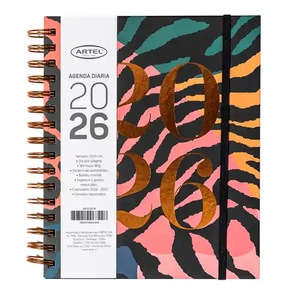 Artel Importado Agenda 2026 Espiral Dxp Safari Gold